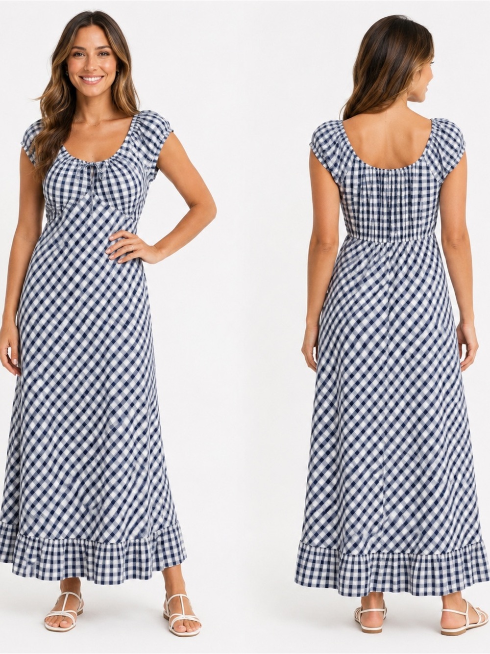 Universal Thread Navy Blue and White Gingham Maxi Dress NWT Large